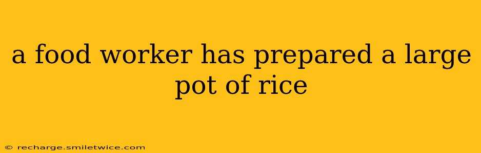 a food worker has prepared a large pot of rice