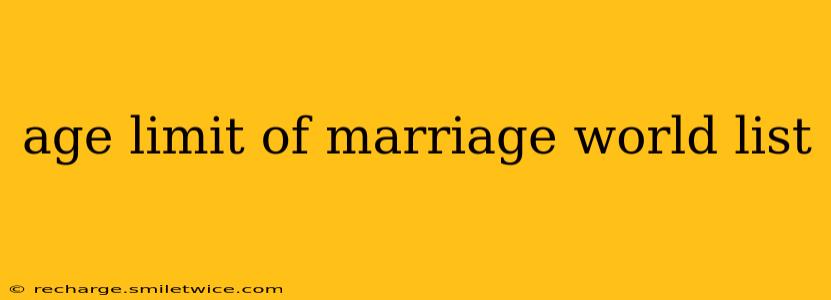 age limit of marriage world list