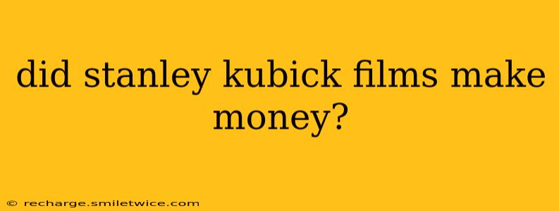 did stanley kubick films make money?