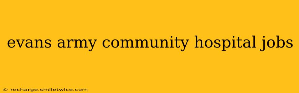 evans army community hospital jobs