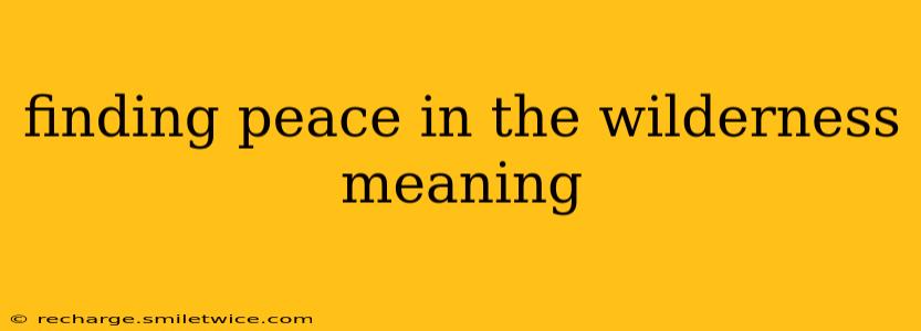 finding peace in the wilderness meaning