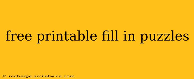 free printable fill in puzzles