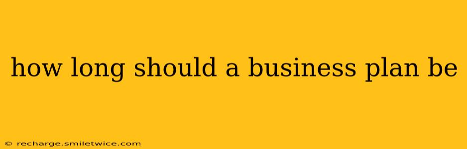 how long should a business plan be