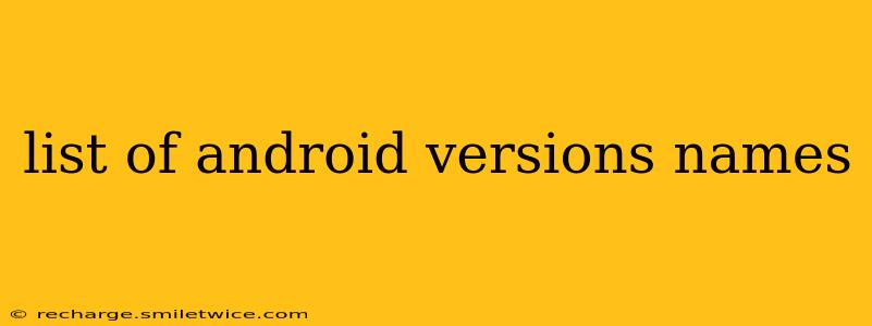 list of android versions names