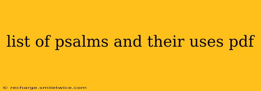 list of psalms and their uses pdf