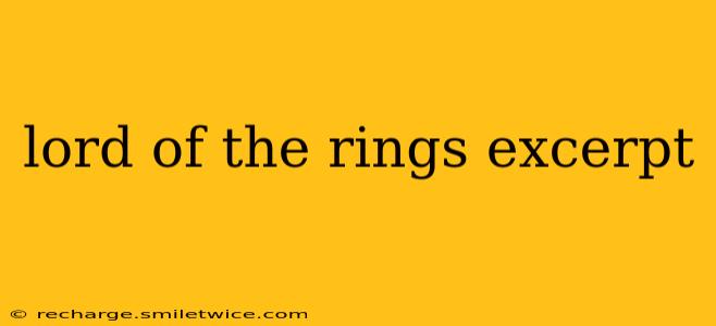 lord of the rings excerpt