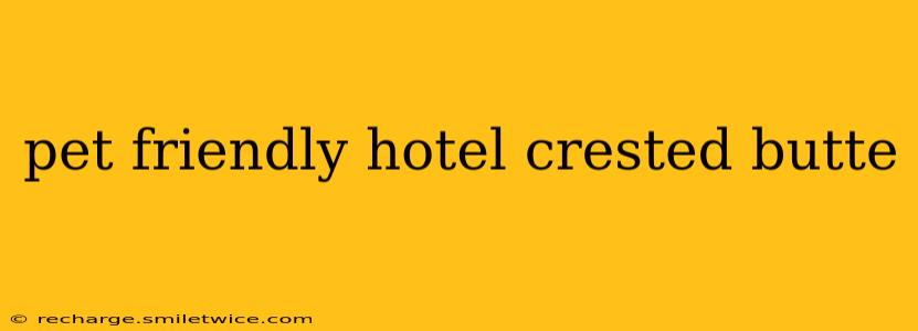pet friendly hotel crested butte