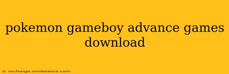 pokemon gameboy advance games download