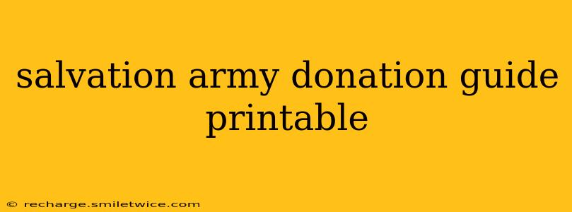 salvation army donation guide printable