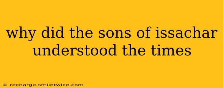 why did the sons of issachar understood the times